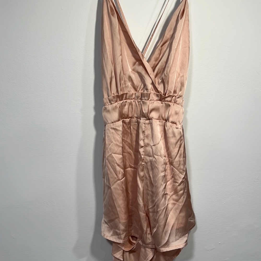Fashion Nova Pink silk romper sz XL